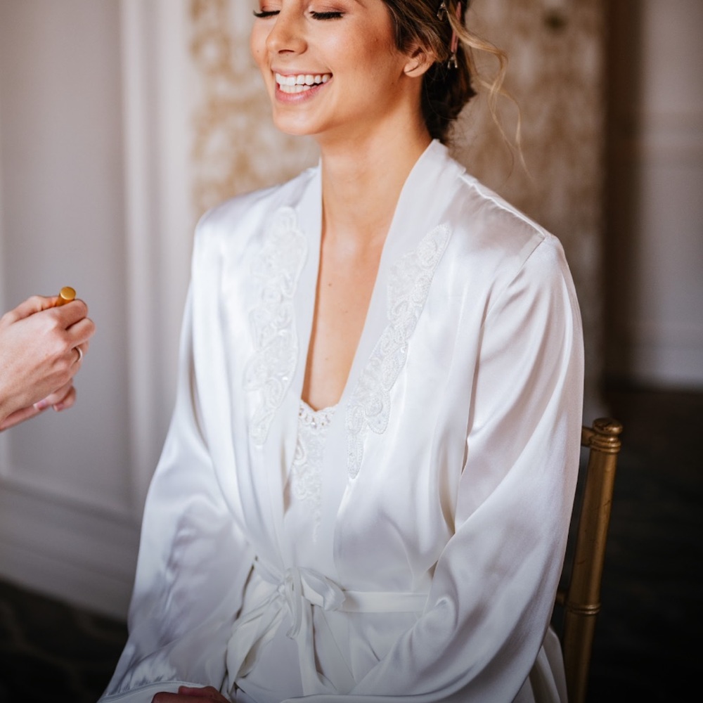 Bridal White Satin Robe Linea Donatella Robe with négligée/ lingerie